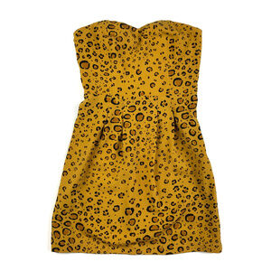 UO Cooperative Yellow Cheetah Strapless Dress